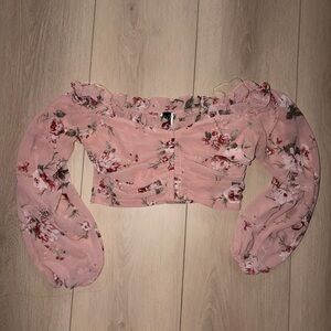 Windsor Pink Floral Off-Shoulder Crop Top